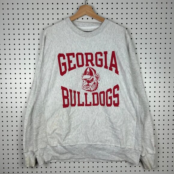 Georgia Bulldogs Vtg Champion Reverse Weave‎ Large Crewneck Sweatshirt Gray READ - Picture 1 of 8